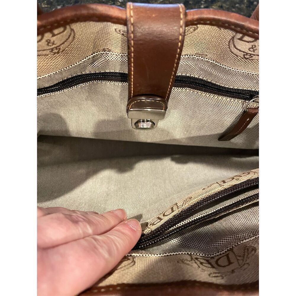 Vintage Dooney & Bourke Large Brown Monogram Satchel Tote Bag - Picture 11 of 11